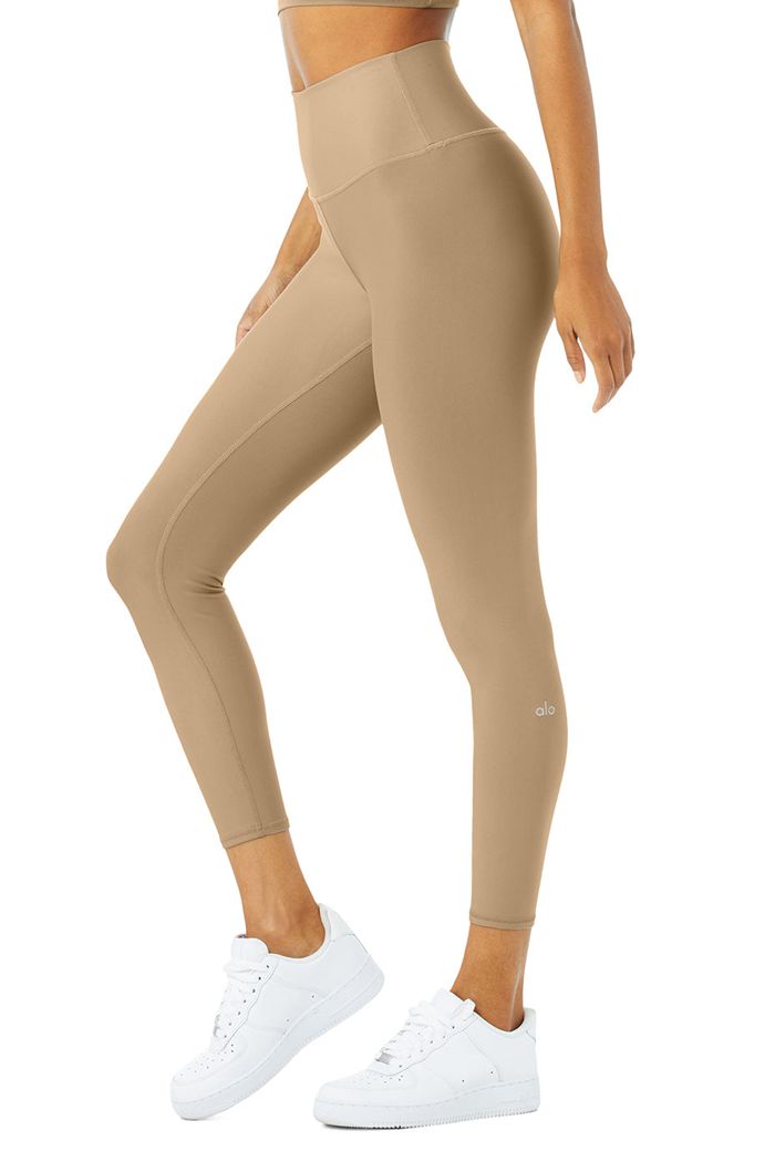 Brown Alo Yoga 7/8 High-Waist Airlift Women's Leggings | 41205OWSM