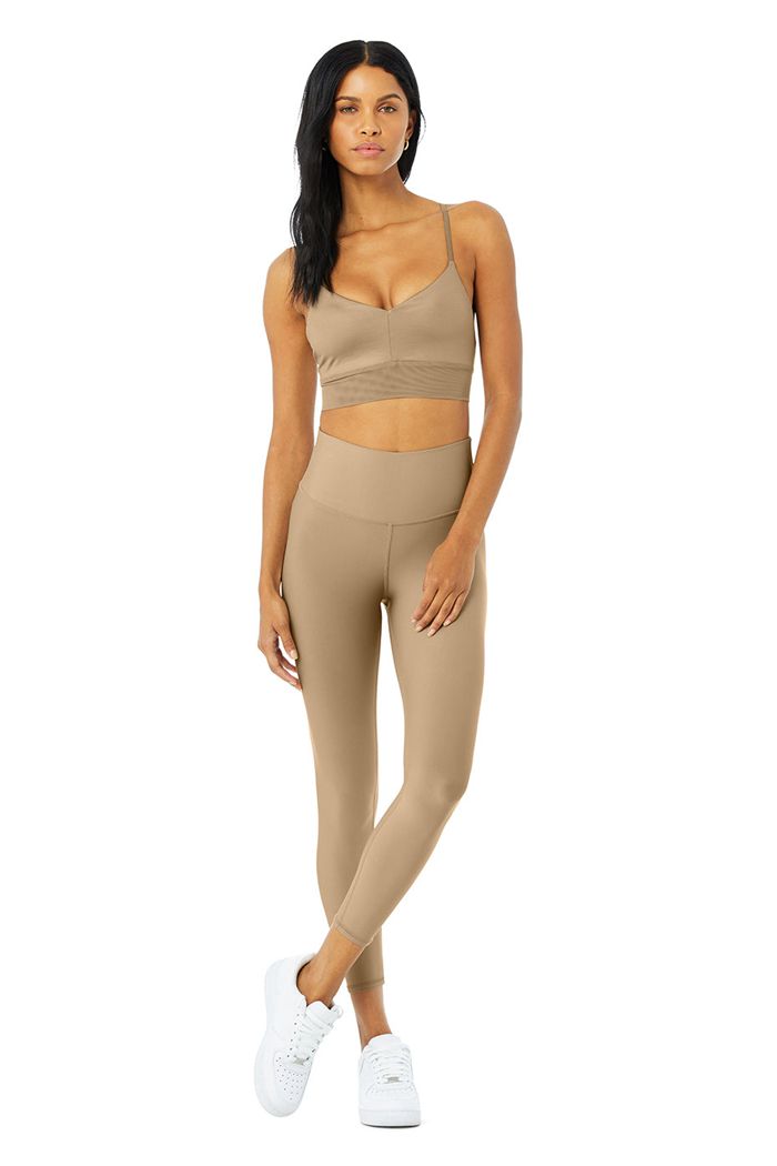 Brown Alo Yoga 7/8 High-Waist Airlift Women's Leggings | 41205OWSM