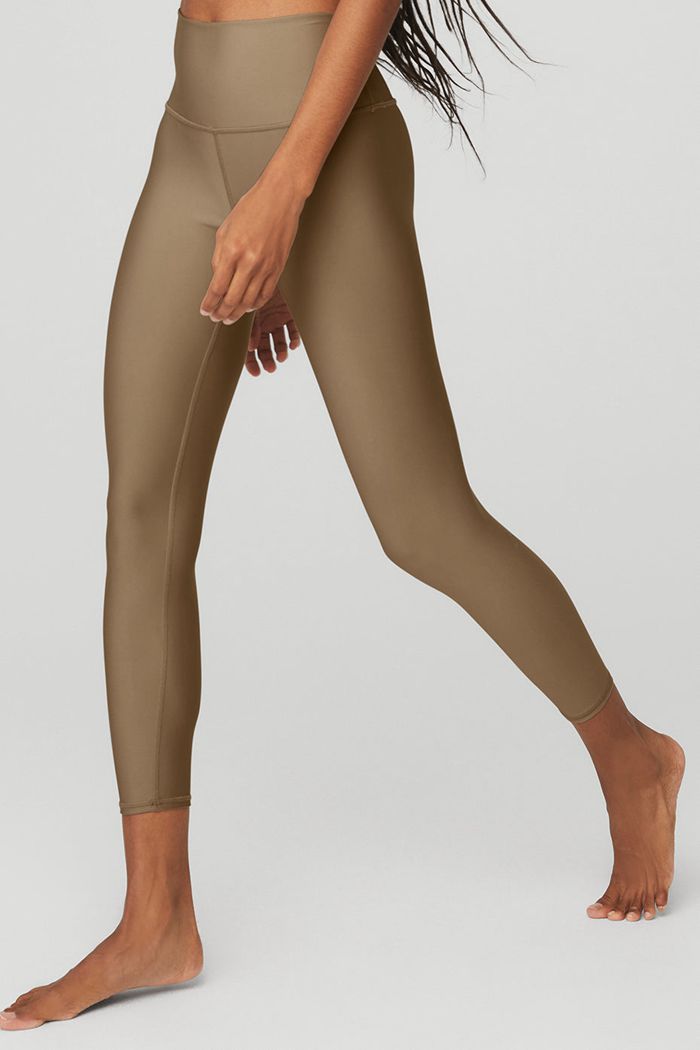 Brown Alo Yoga 7/8 High-Waist Airlift Women's Leggings | 45376MBHG