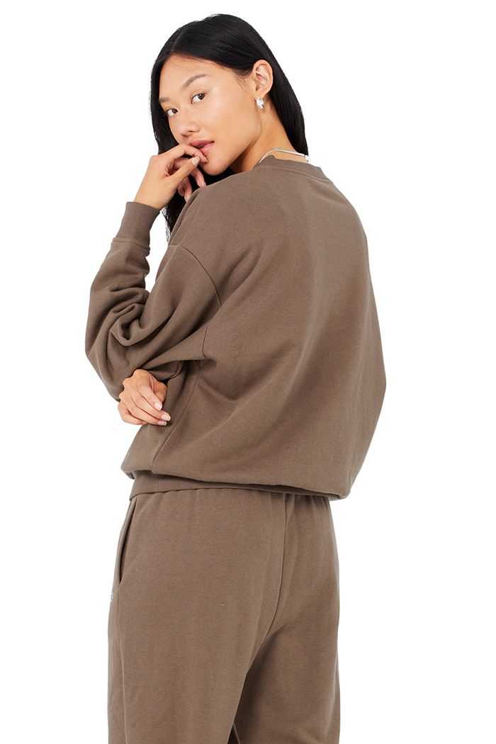 Brown Alo Yoga Accolade Crew Neck Women's Pullover | 15468XVYG