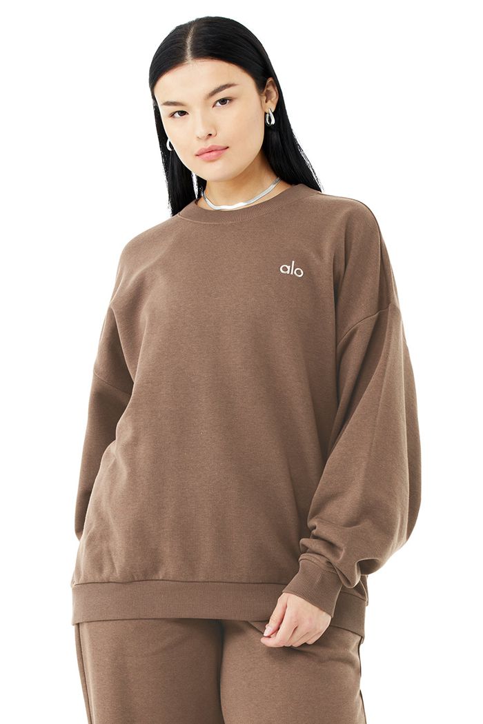 Brown Alo Yoga Accolade Crew Neck Women's Pullover | 15468XVYG