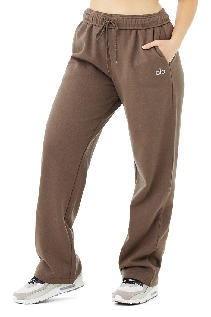 Brown Alo Yoga Accolade Straight Leg Sweat Women's Pants | 09758HXYU