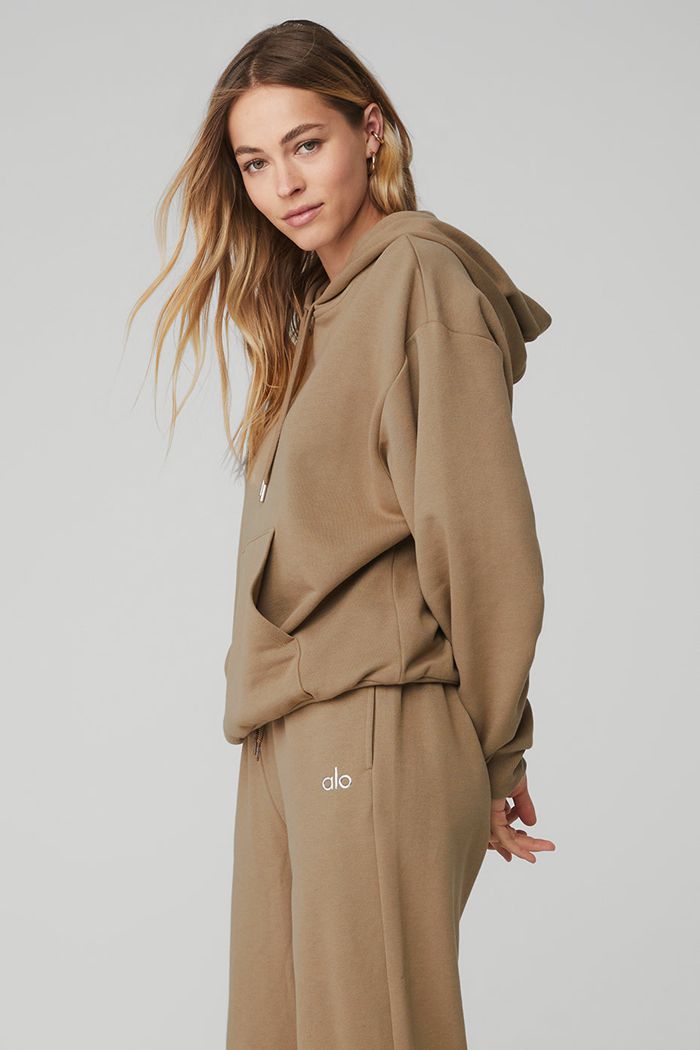 Brown Alo Yoga Accolade Women's Hoodie | 02734HJWB