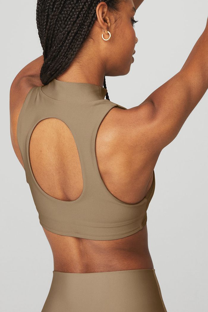 Brown Alo Yoga Airlift Fuse Women's Tank Tops | 61907IWTJ