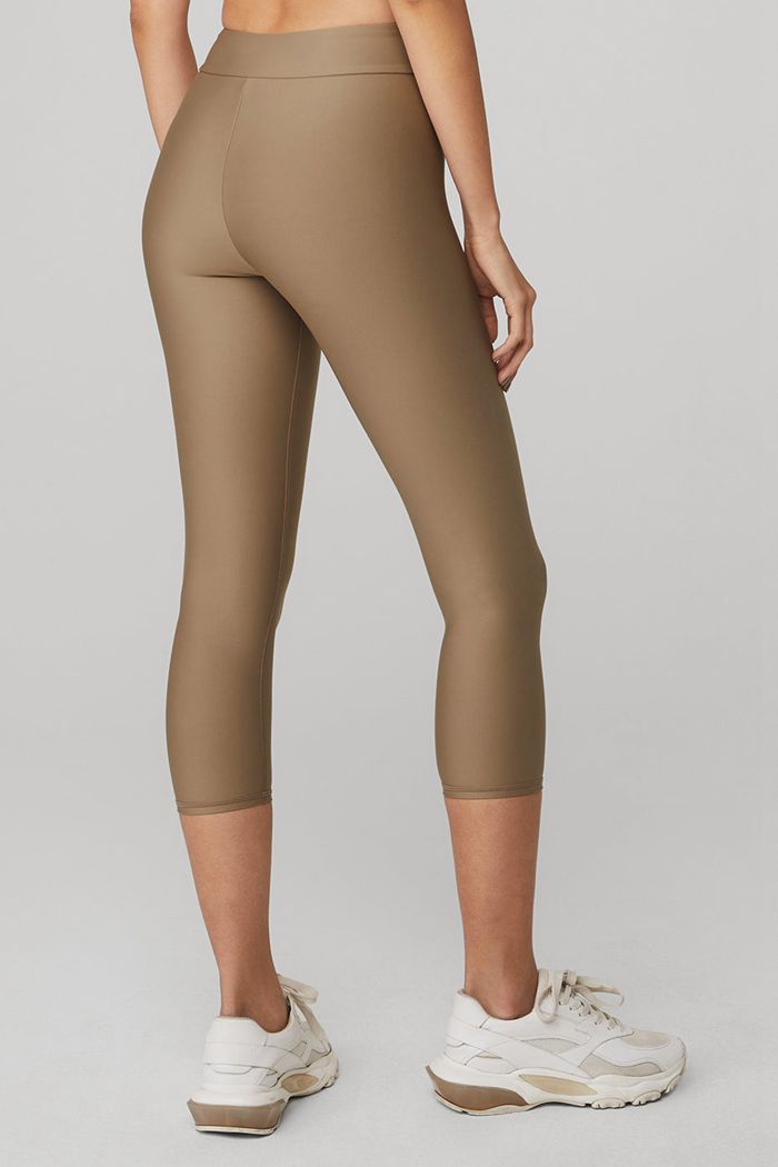 Brown Alo Yoga Airlift High-Waist Conceal-Zip Capri Women's Pants | 96817ZSQK