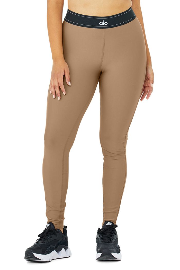 Brown Alo Yoga Airlift High-Waist Suit Up Women's Leggings | 57261JCQN