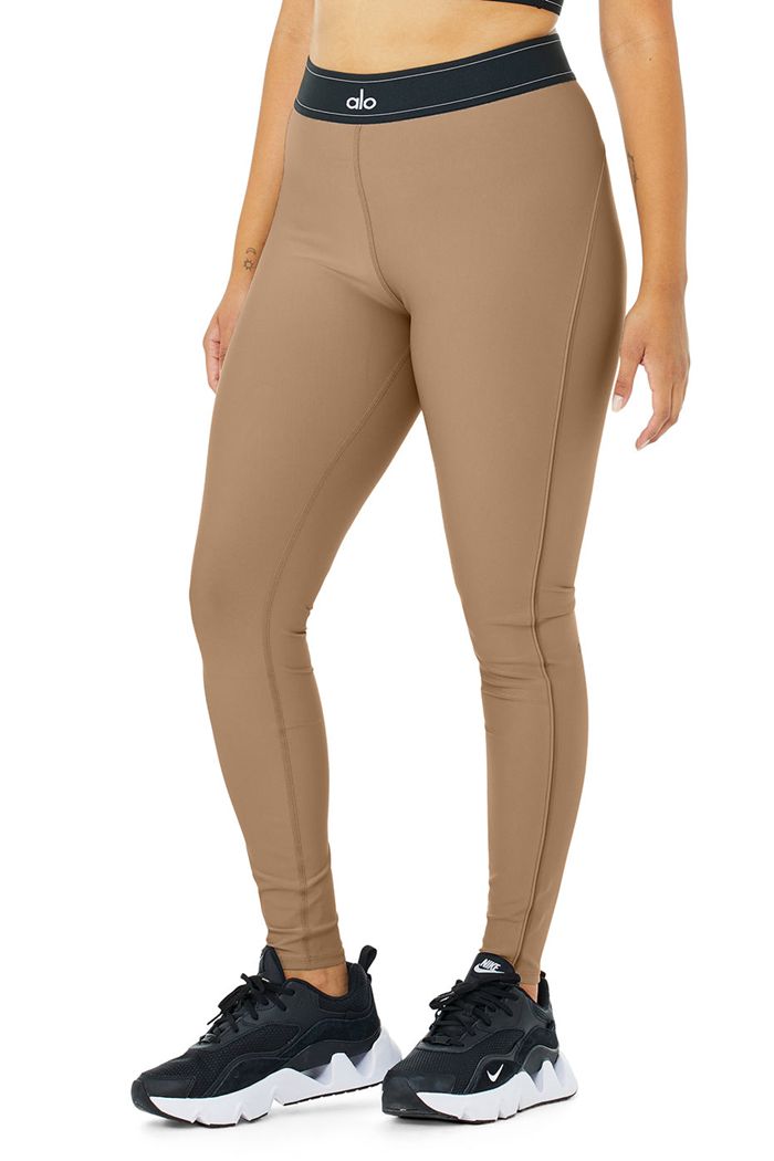 Brown Alo Yoga Airlift High-Waist Suit Up Women's Leggings | 57261JCQN