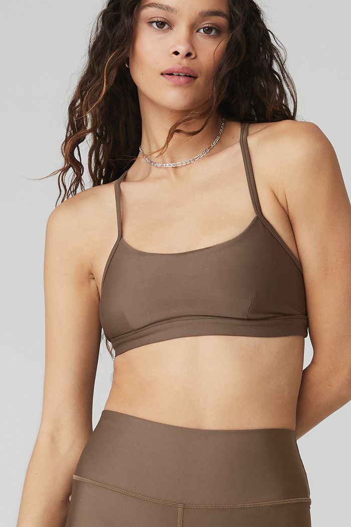 Brown Alo Yoga Airlift Intrigue Women's Bras | 81039ALUM