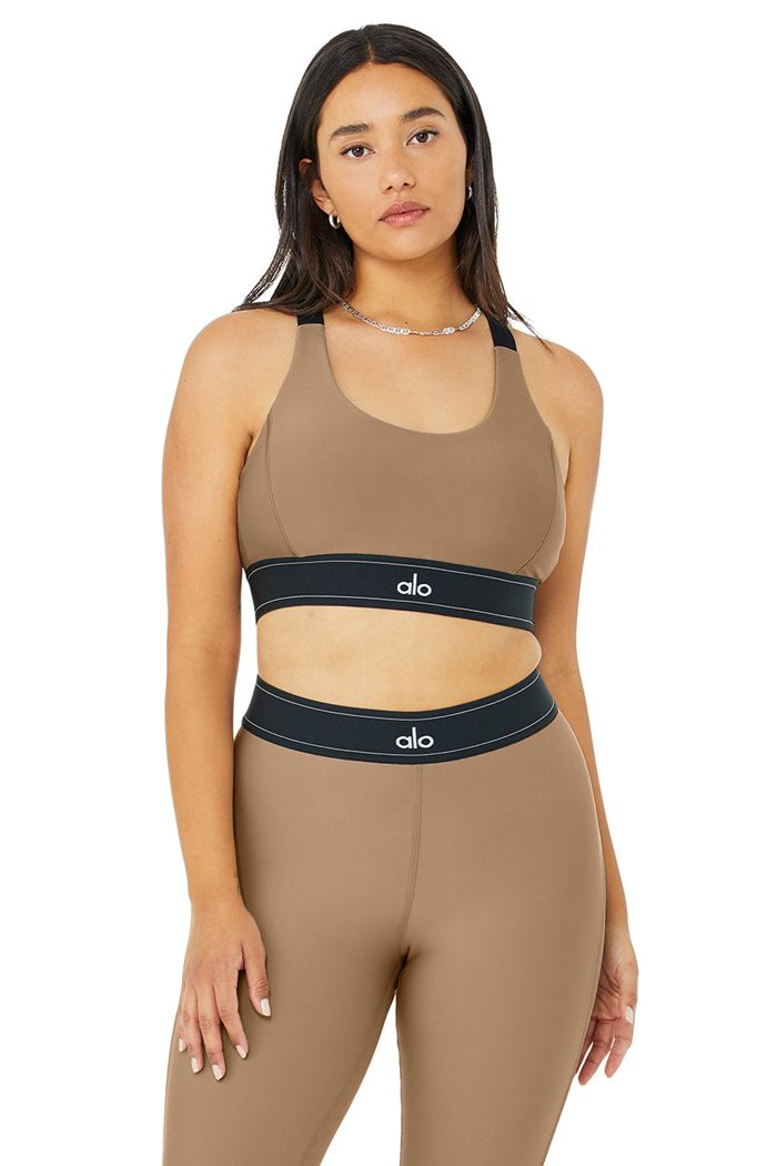 Brown Alo Yoga Airlift Suit Up Women's Bras | 87035ESYX