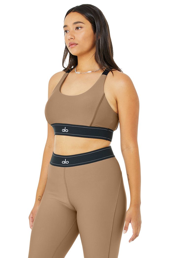 Brown Alo Yoga Airlift Suit Up Women's Bras | 87035ESYX