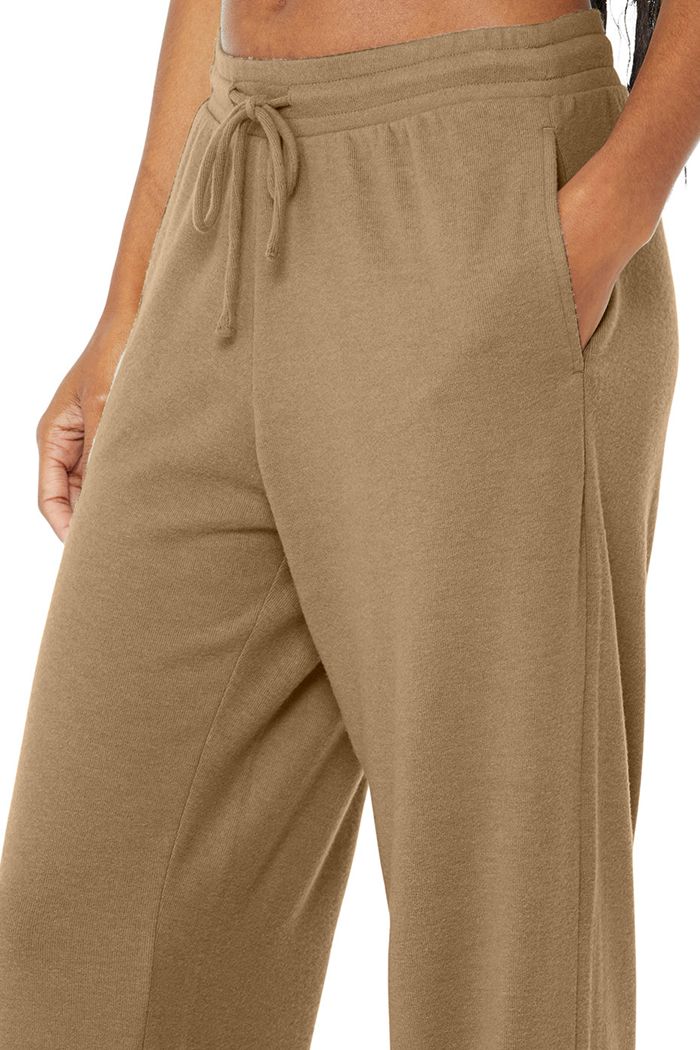 Brown Alo Yoga Alolux High-Waist Soho Wide Leg Women's Pants | 09471HXQU