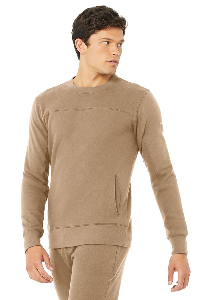 Brown Alo Yoga Base Sweatshirt Men's Long Sleeve | 84519EWFM