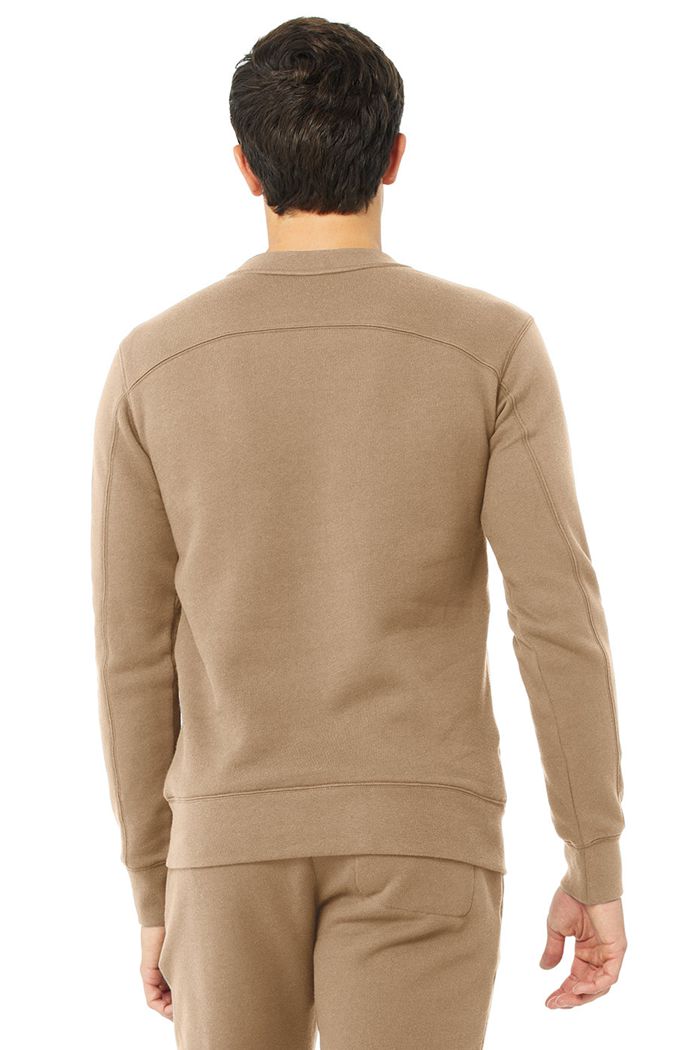 Brown Alo Yoga Base Sweatshirt Men's Long Sleeve | 84519EWFM