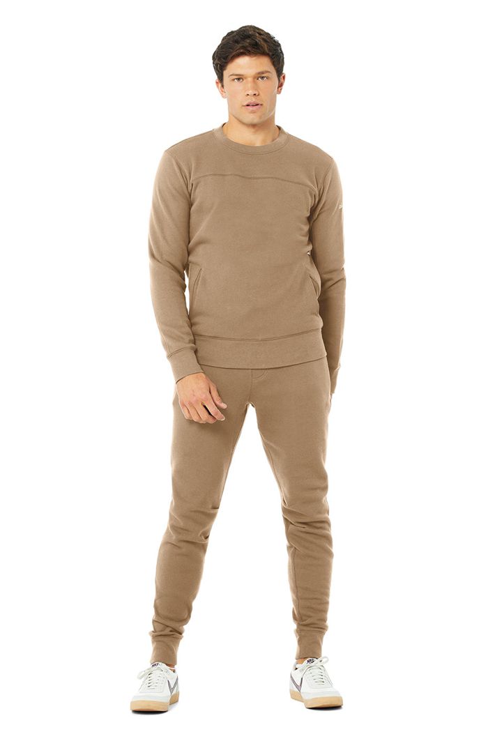 Brown Alo Yoga Base Sweatshirt Men's Long Sleeve | 84519EWFM