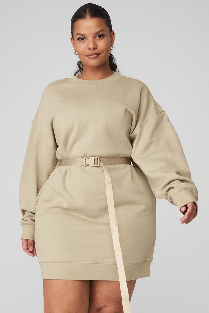 Brown Alo Yoga Cityscape Sweatshirt Women's Dress | 34896UMIE