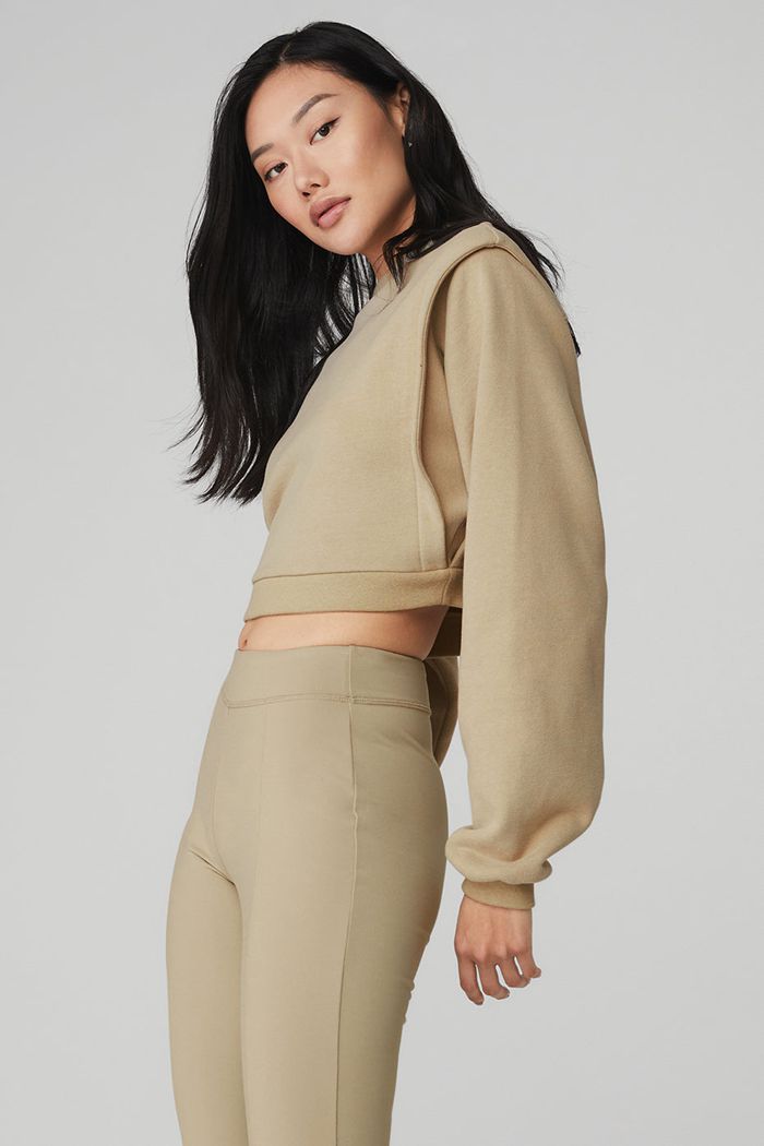 Brown Alo Yoga Cropped Fresh Women's Jackets | 37065WRMV