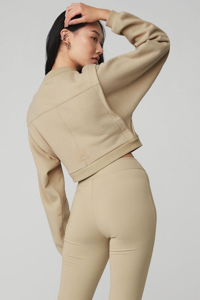 Brown Alo Yoga Cropped Fresh Women's Jackets | 37065WRMV