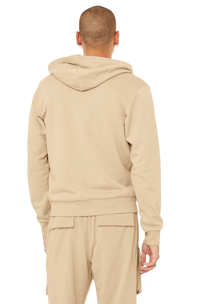 Brown Alo Yoga Everyday Full Zip Men's Hoodie | 38479YVWJ