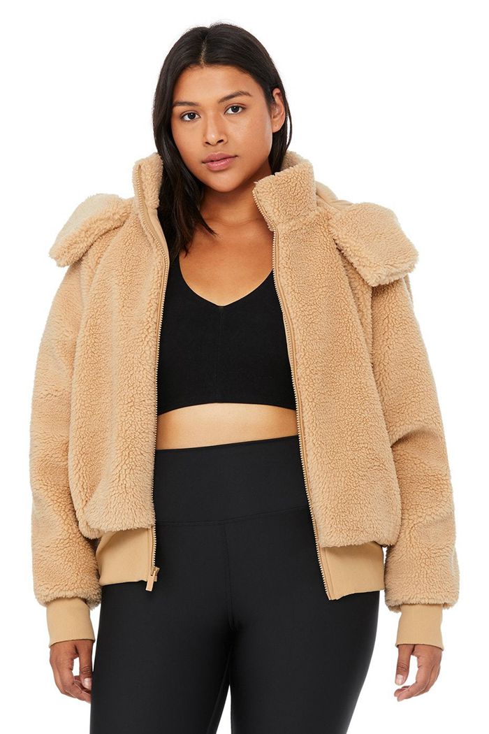 Brown Alo Yoga Foxy Sherpa Women's Jackets | 71203FVYZ