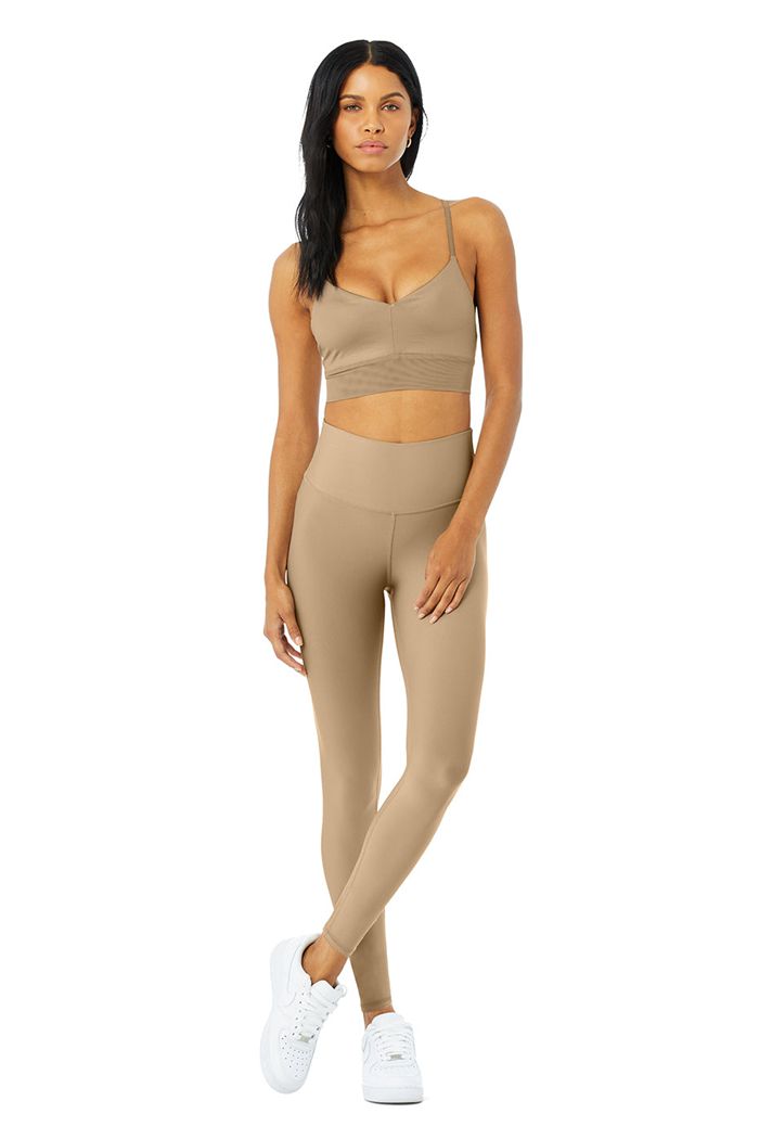 Brown Alo Yoga High-Waist Airlift Women's Leggings | 34160POFS