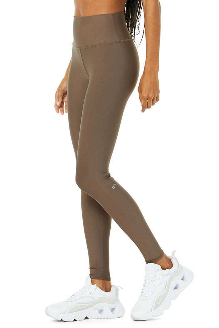 Brown Alo Yoga High-Waist Airlift Women's Leggings | 49627HULW