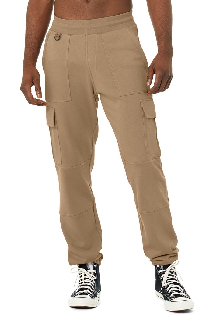 Brown Alo Yoga Highline Cargo Sweat Men\'s Pants | 81247FRPD