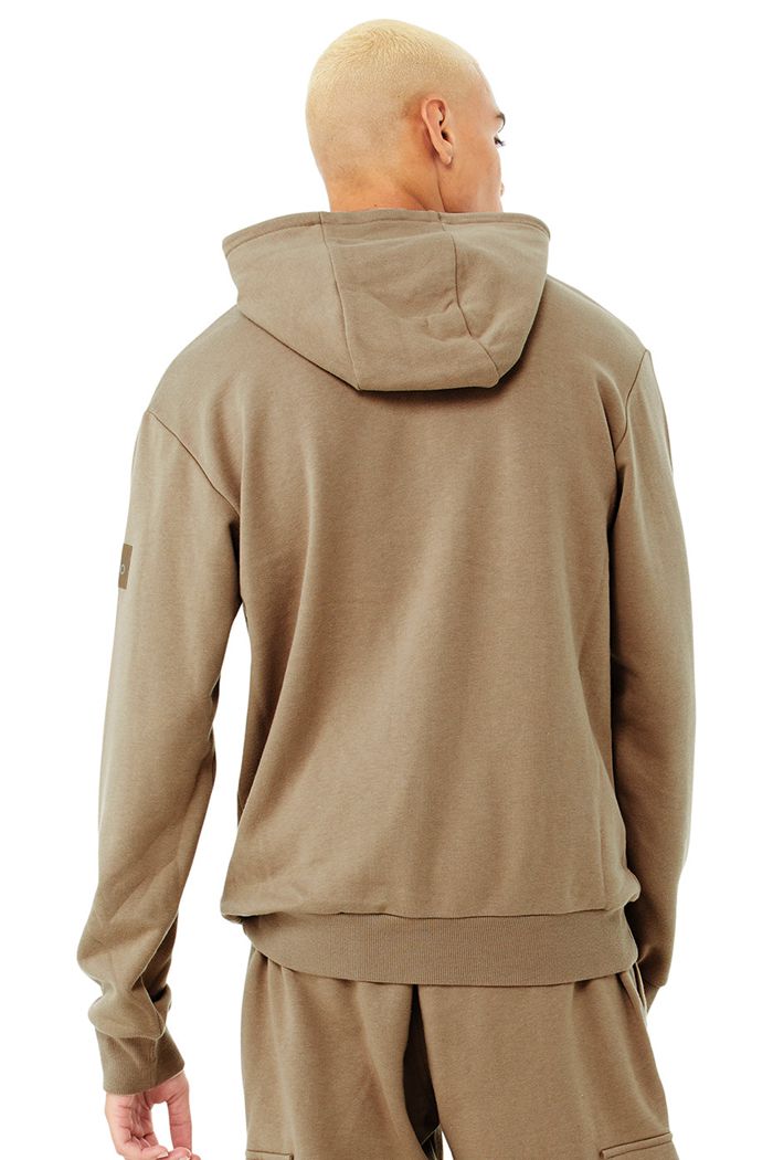 Brown Alo Yoga Highline Men's Hoodie | 96234VXUL