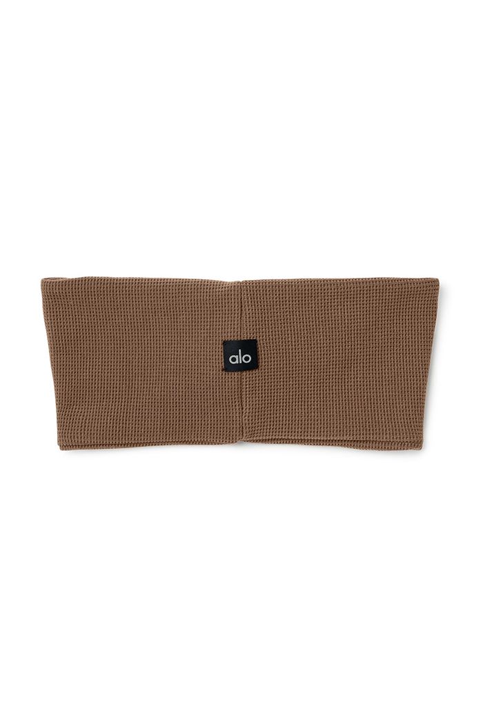 Brown Alo Yoga Micro Waffle Women's Headband | 75418UNRB