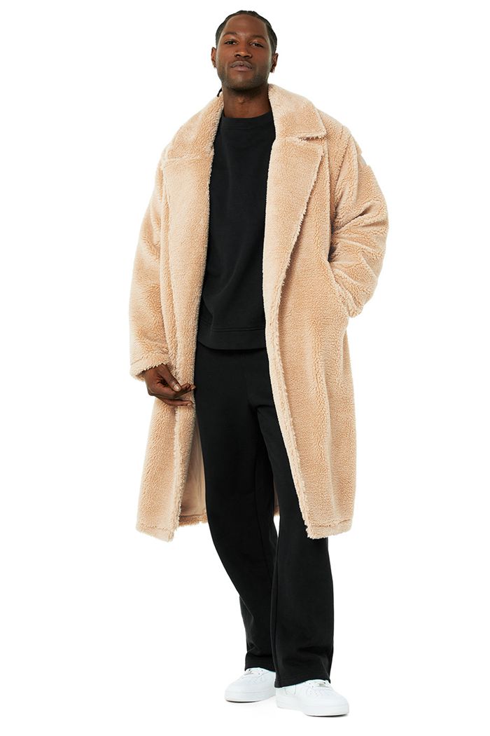 Brown Alo Yoga Oversized Sherpa Trench Men\'s Coat | 51037OAKH