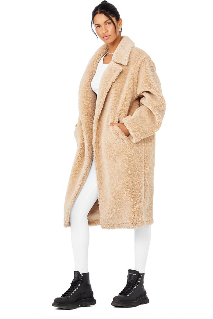 Brown Alo Yoga Oversized Sherpa Trench Women's Coat | 14609VZSQ