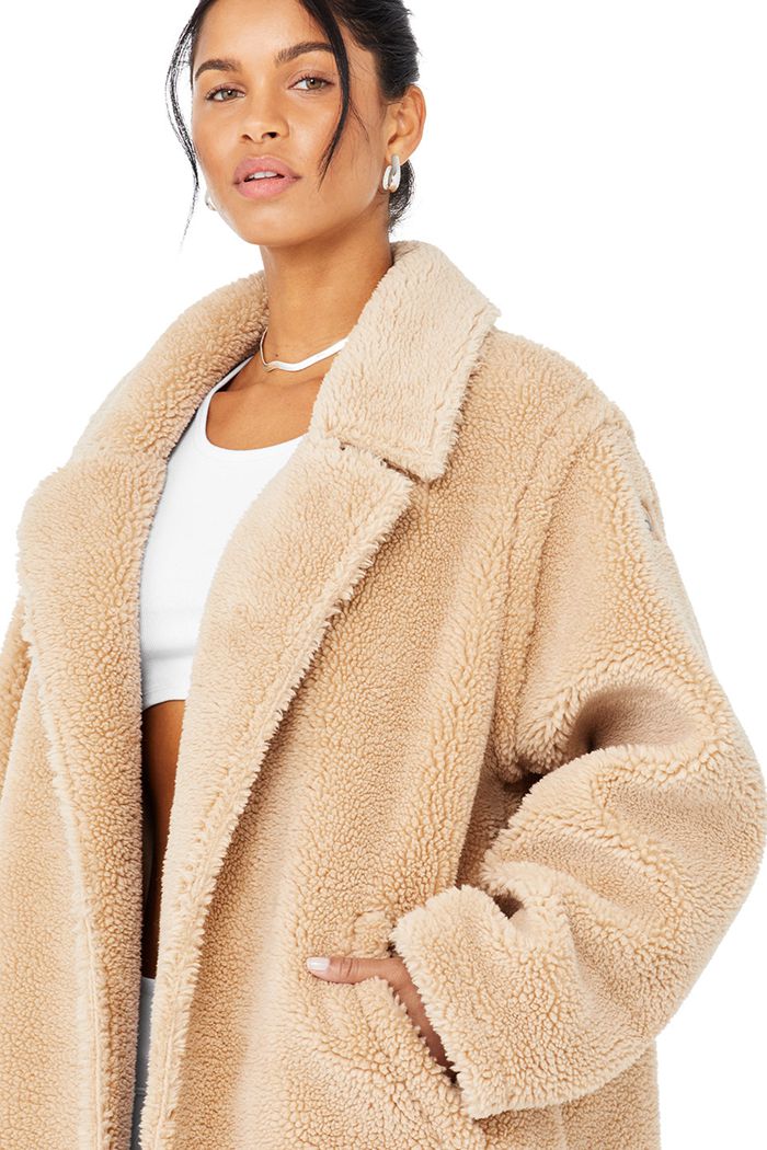 Brown Alo Yoga Oversized Sherpa Trench Women's Coat | 14609VZSQ