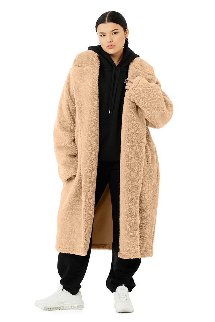 Brown Alo Yoga Oversized Sherpa Trench Women's Coat | 14609VZSQ