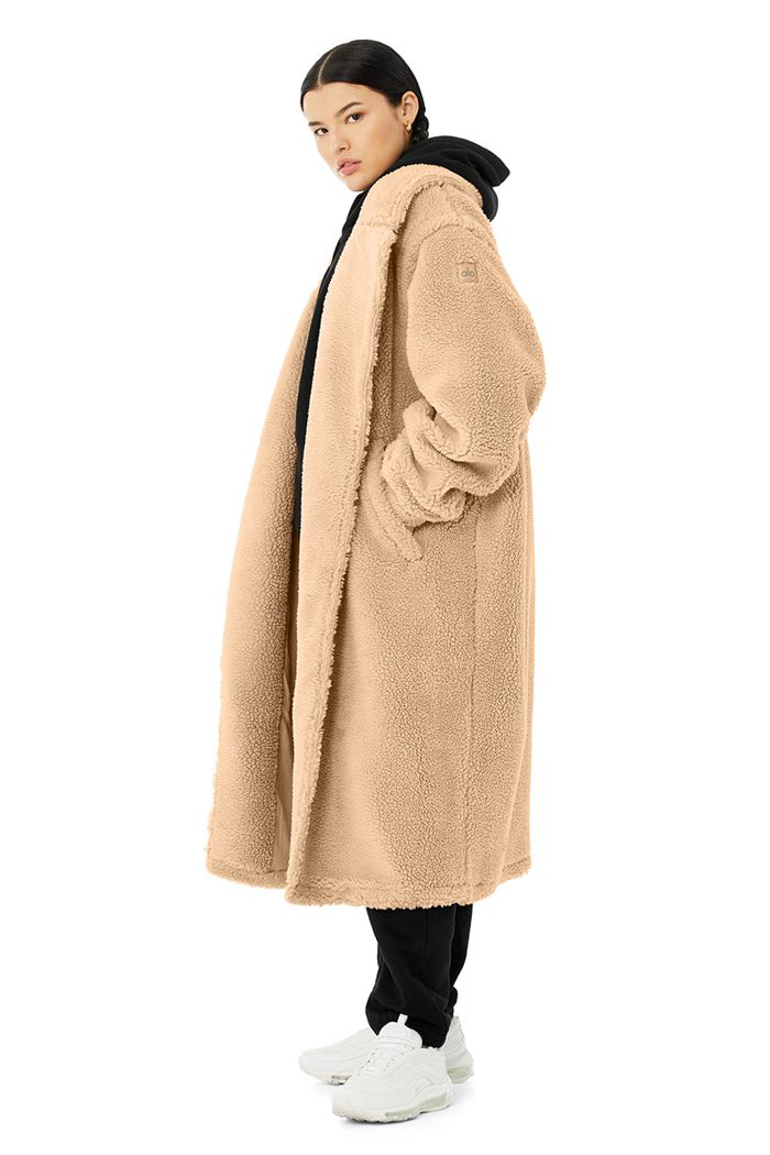 Brown Alo Yoga Oversized Sherpa Trench Women's Coat | 14609VZSQ