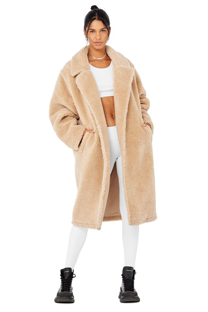 Brown Alo Yoga Oversized Sherpa Trench Women\'s Coat | 14609VZSQ