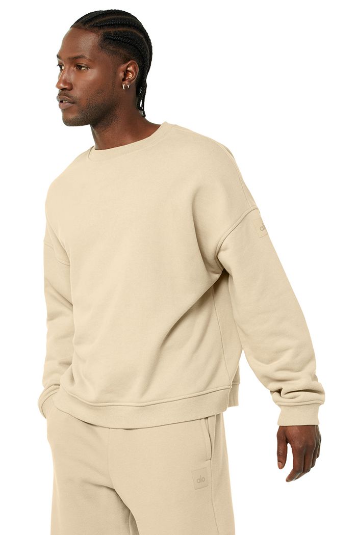 Brown Alo Yoga Renown Crew Neck Men's Pullover | 96038BXMW