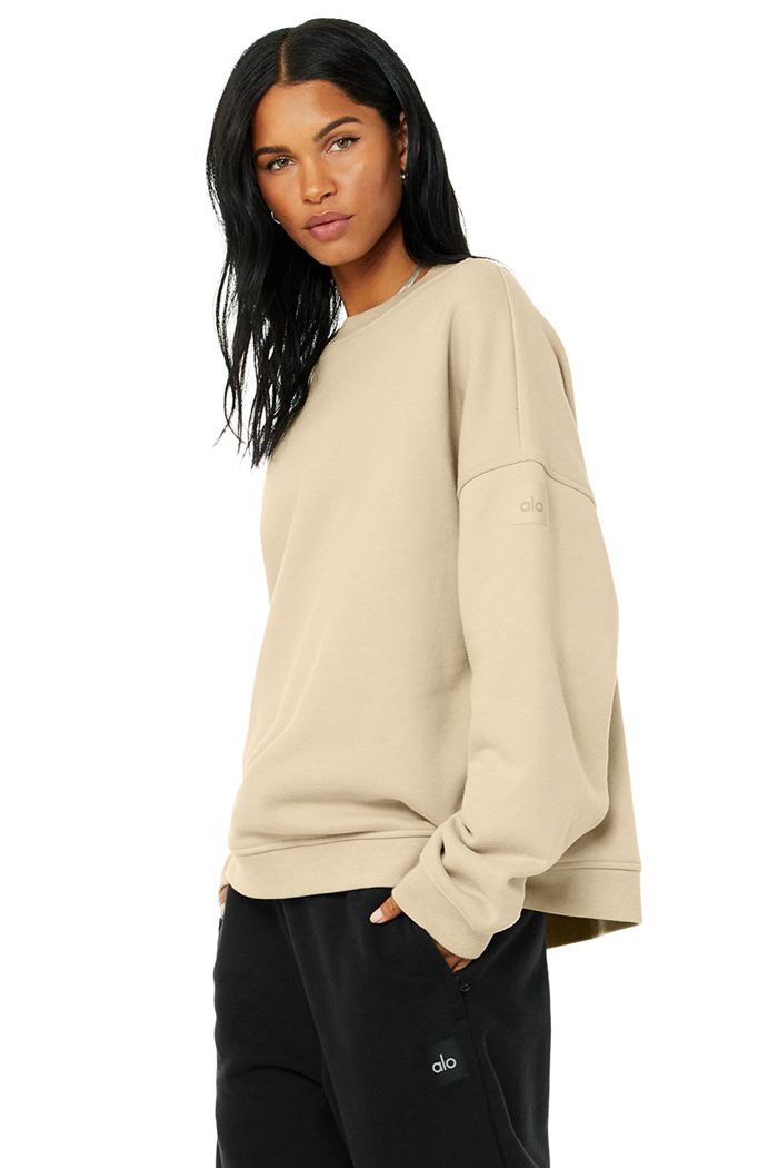 Brown Alo Yoga Renown Crew Neck Women's Pullover | 21685MQZG