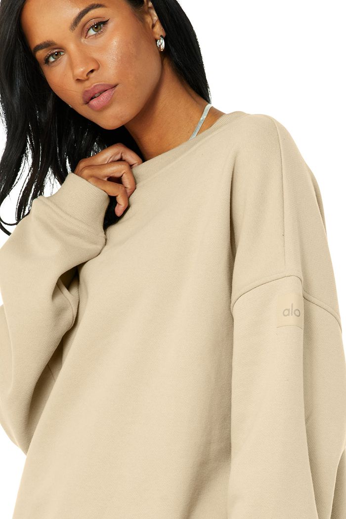 Brown Alo Yoga Renown Crew Neck Women's Pullover | 21685MQZG