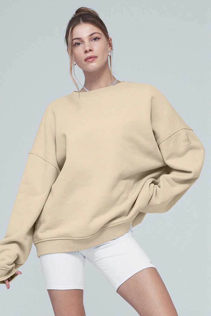 Brown Alo Yoga Renown Crew Neck Women's Pullover | 21685MQZG