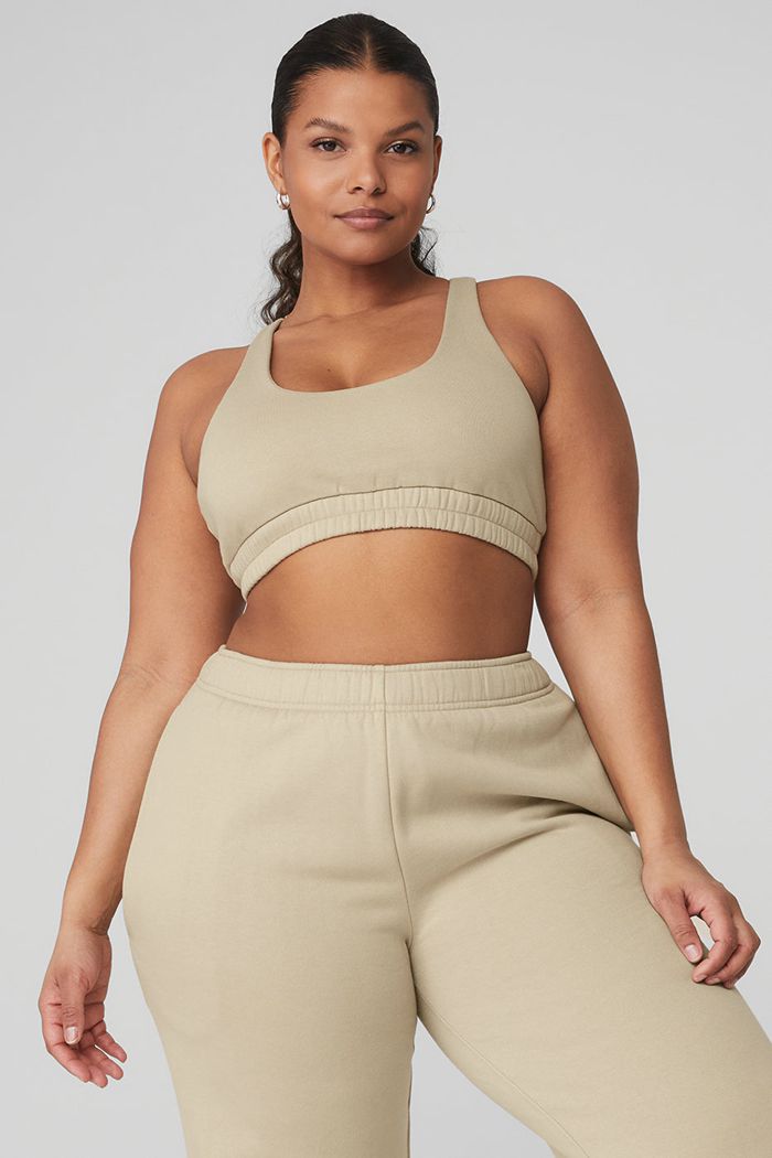 Brown Alo Yoga Scoop Neck Sweatshirt Women's Bras | 24051WPZH