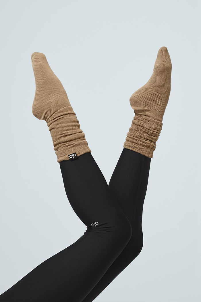 Brown Alo Yoga Scrunch Women's Socks | 03824BREH