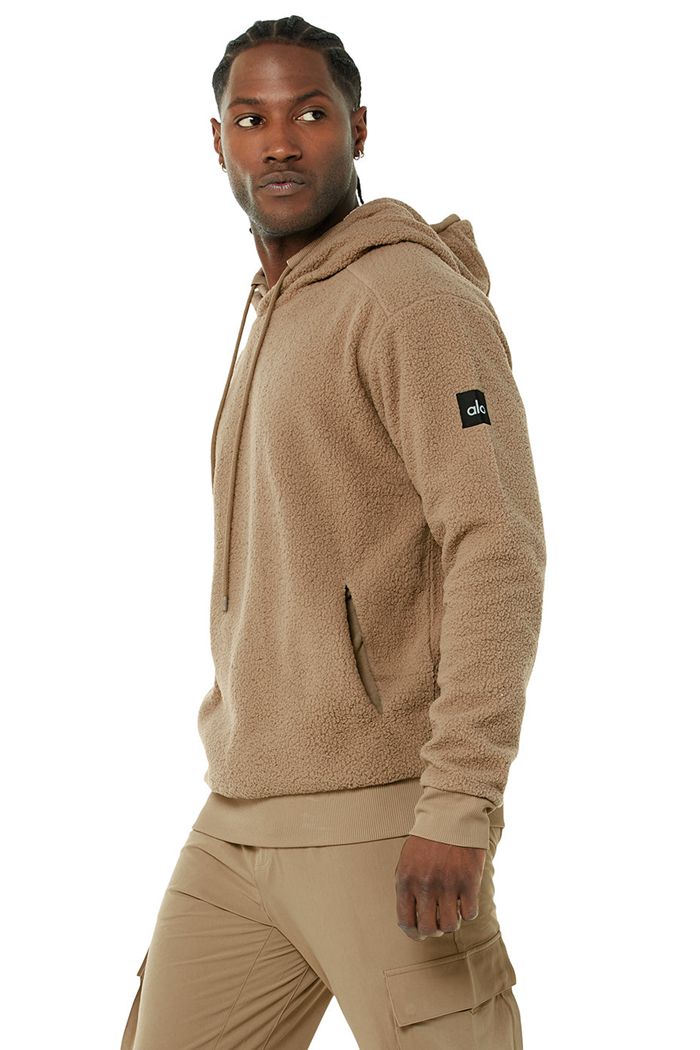 Brown Alo Yoga Sherpa Men's Hoodie | 52769NOJR