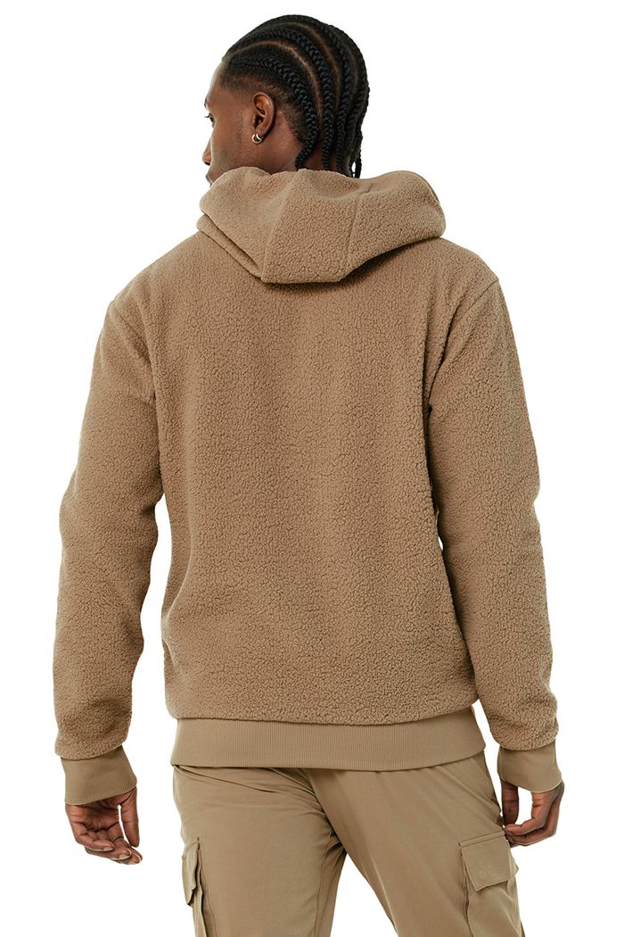 Brown Alo Yoga Sherpa Men's Hoodie | 52769NOJR