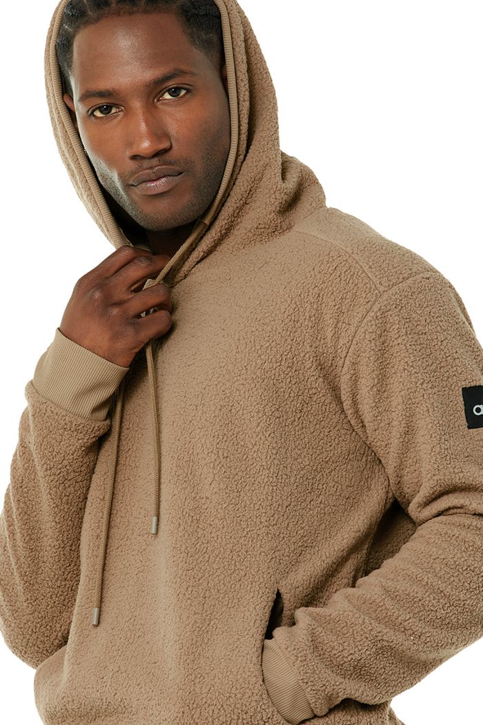 Brown Alo Yoga Sherpa Men's Hoodie | 52769NOJR