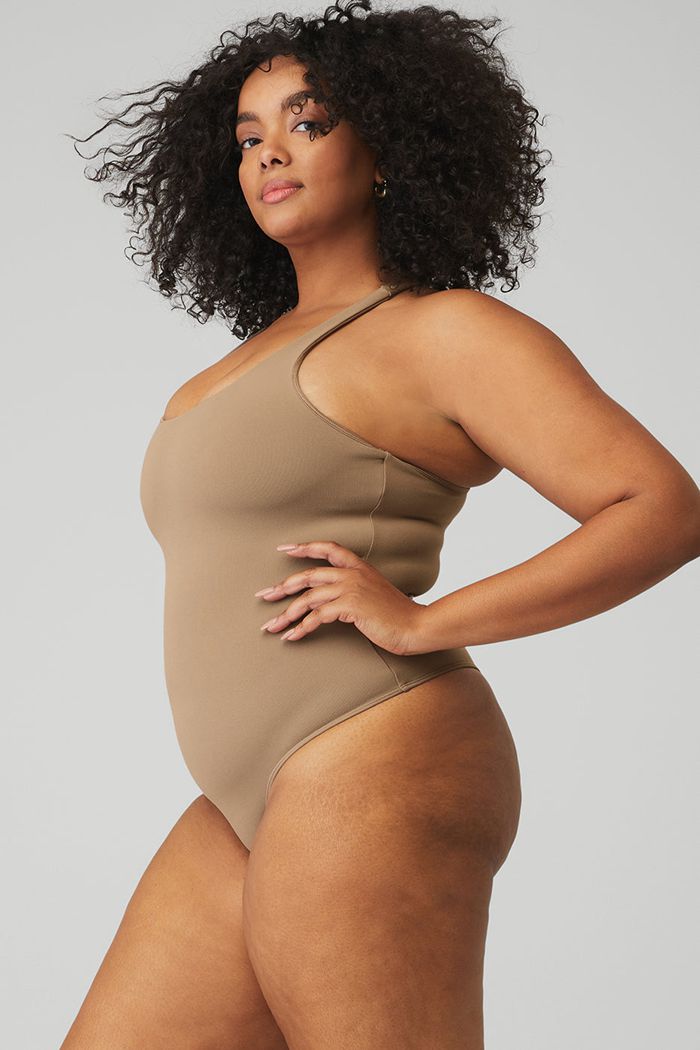 Brown Alo Yoga Sleek Back Women's Bodysuit | 90738RSKA