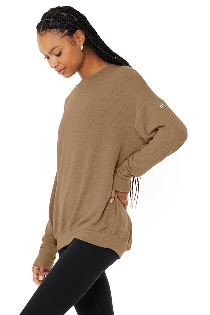 Brown Alo Yoga Soho Women's Pullover | 07265WEAL