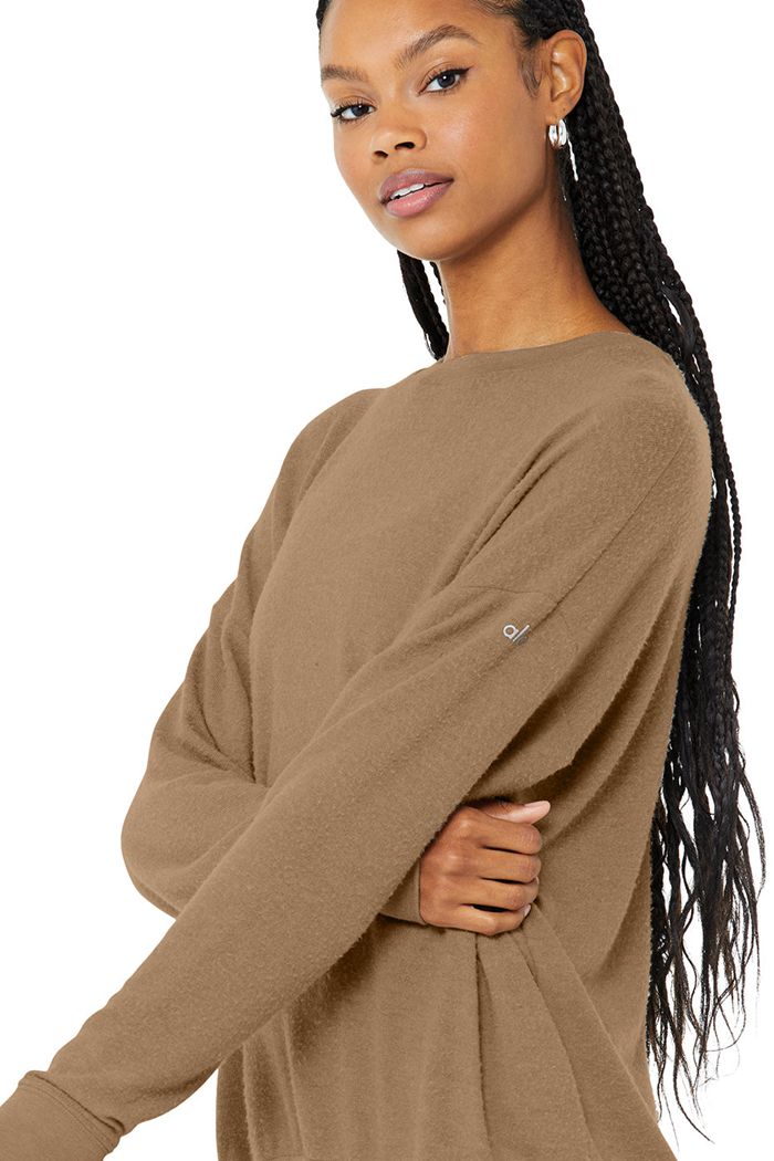 Brown Alo Yoga Soho Women's Pullover | 07265WEAL