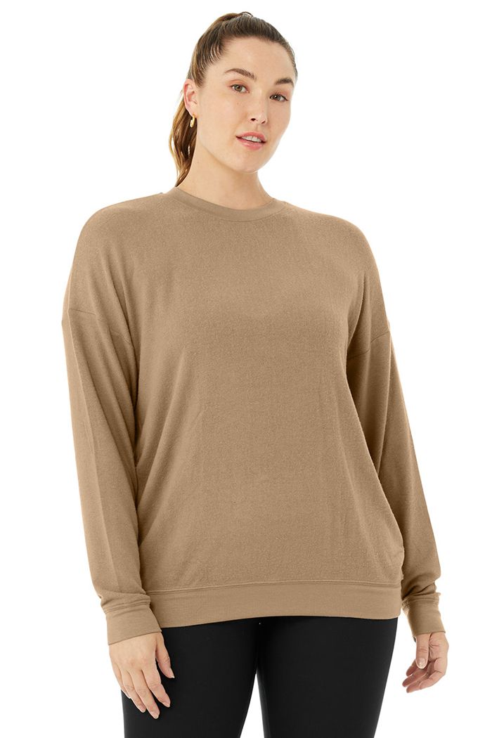 Brown Alo Yoga Soho Women's Pullover | 07265WEAL