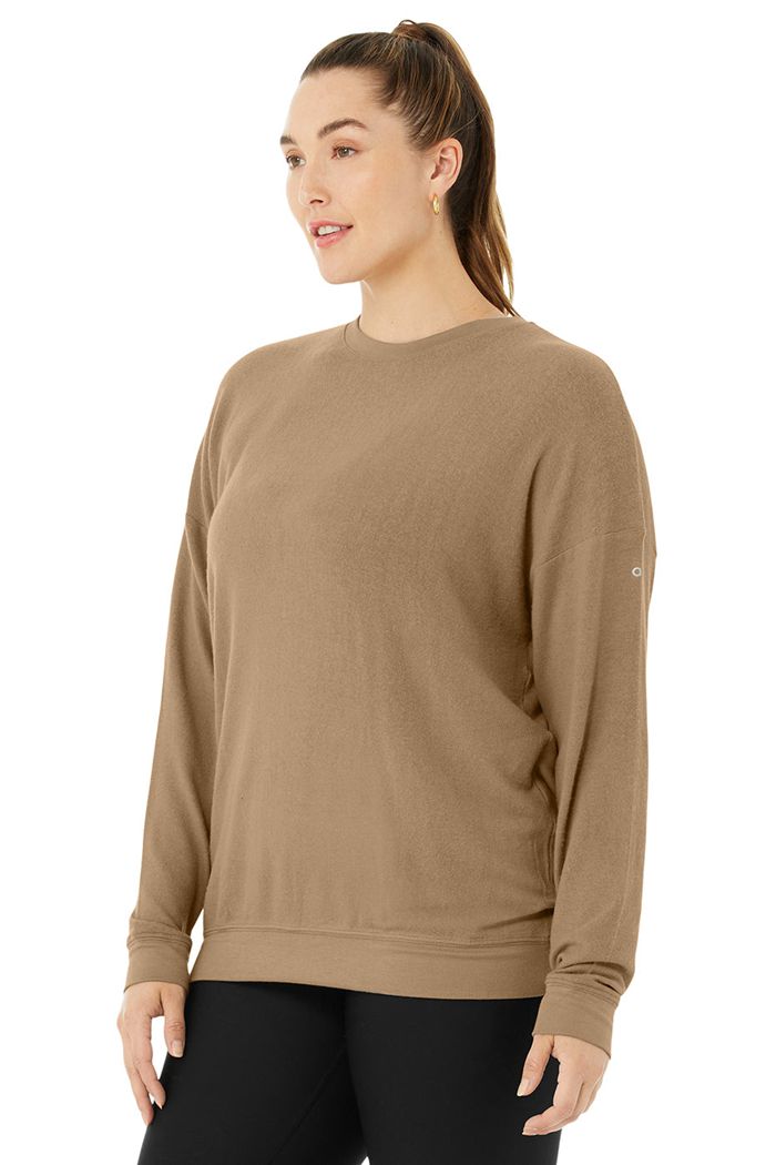 Brown Alo Yoga Soho Women's Pullover | 07265WEAL