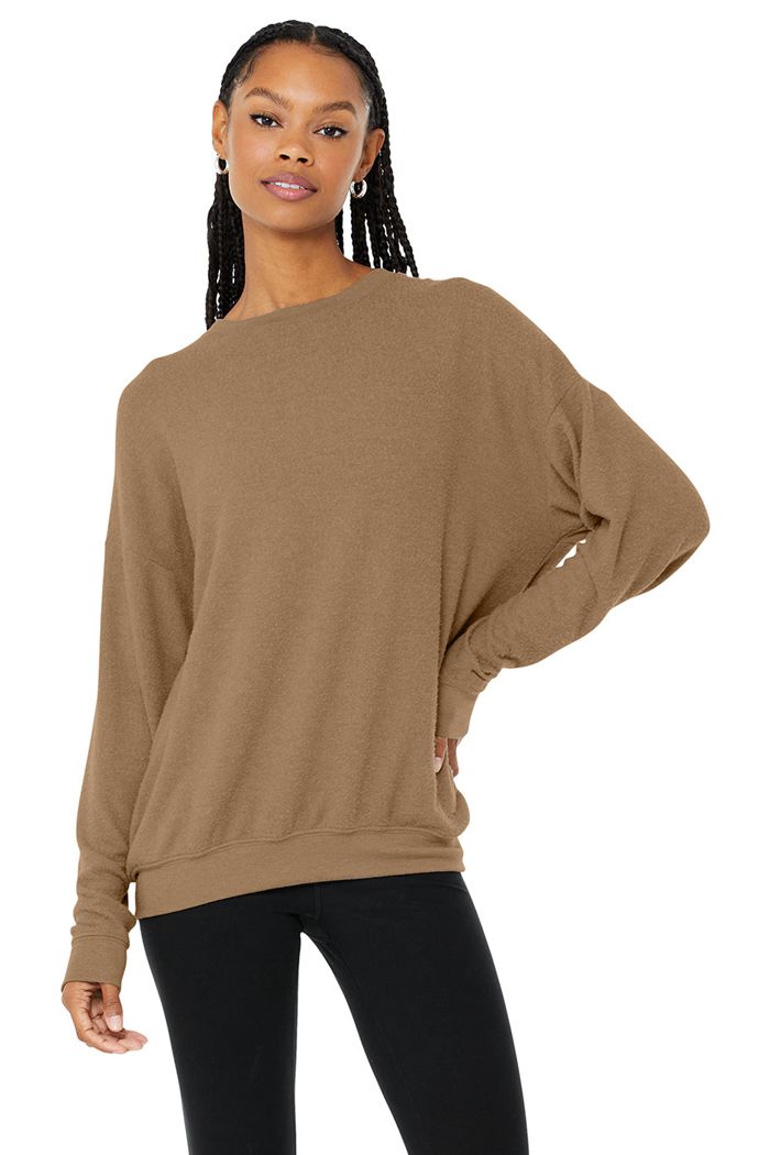 Brown Alo Yoga Soho Women\'s Pullover | 07265WEAL