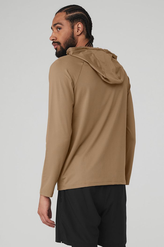 Brown Alo Yoga The Conquer Men's Hoodie | 28916RFAE